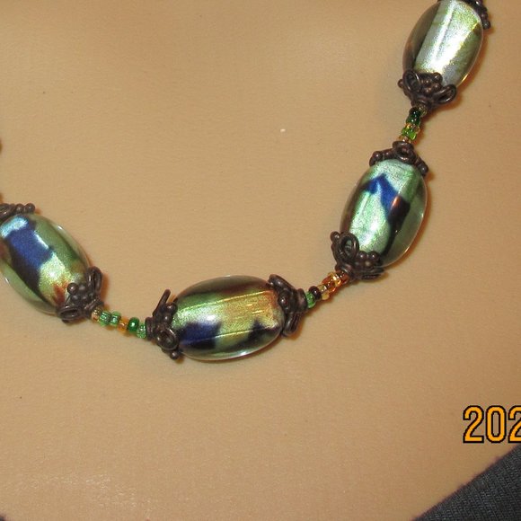 Handmade Beaded/Metal Necklace - Picture 7 of 8